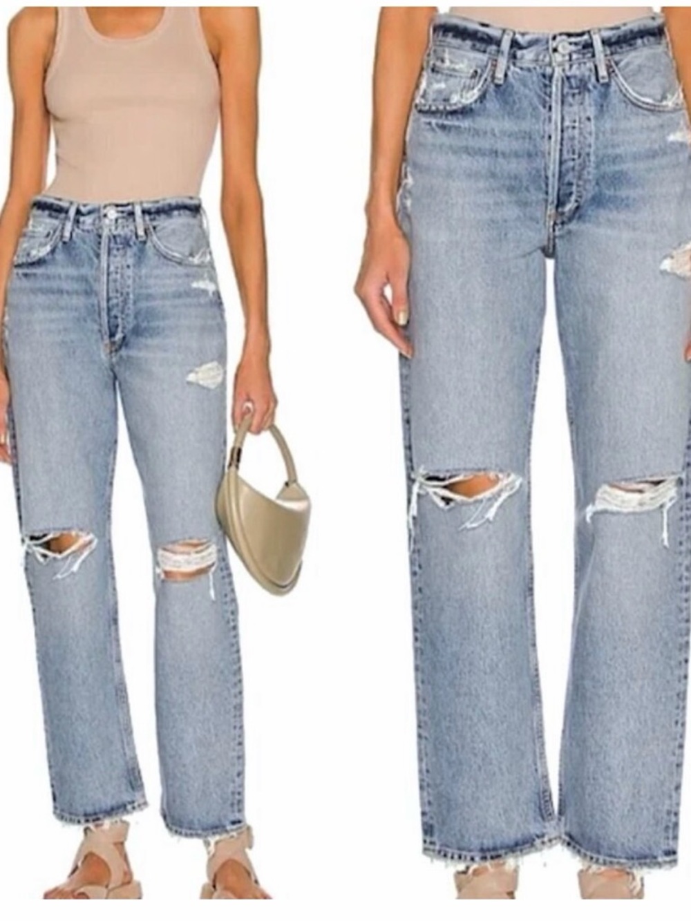 Agolde 90s Mid rise Distressed Jeans 24 straight leg Vintage Minimalist